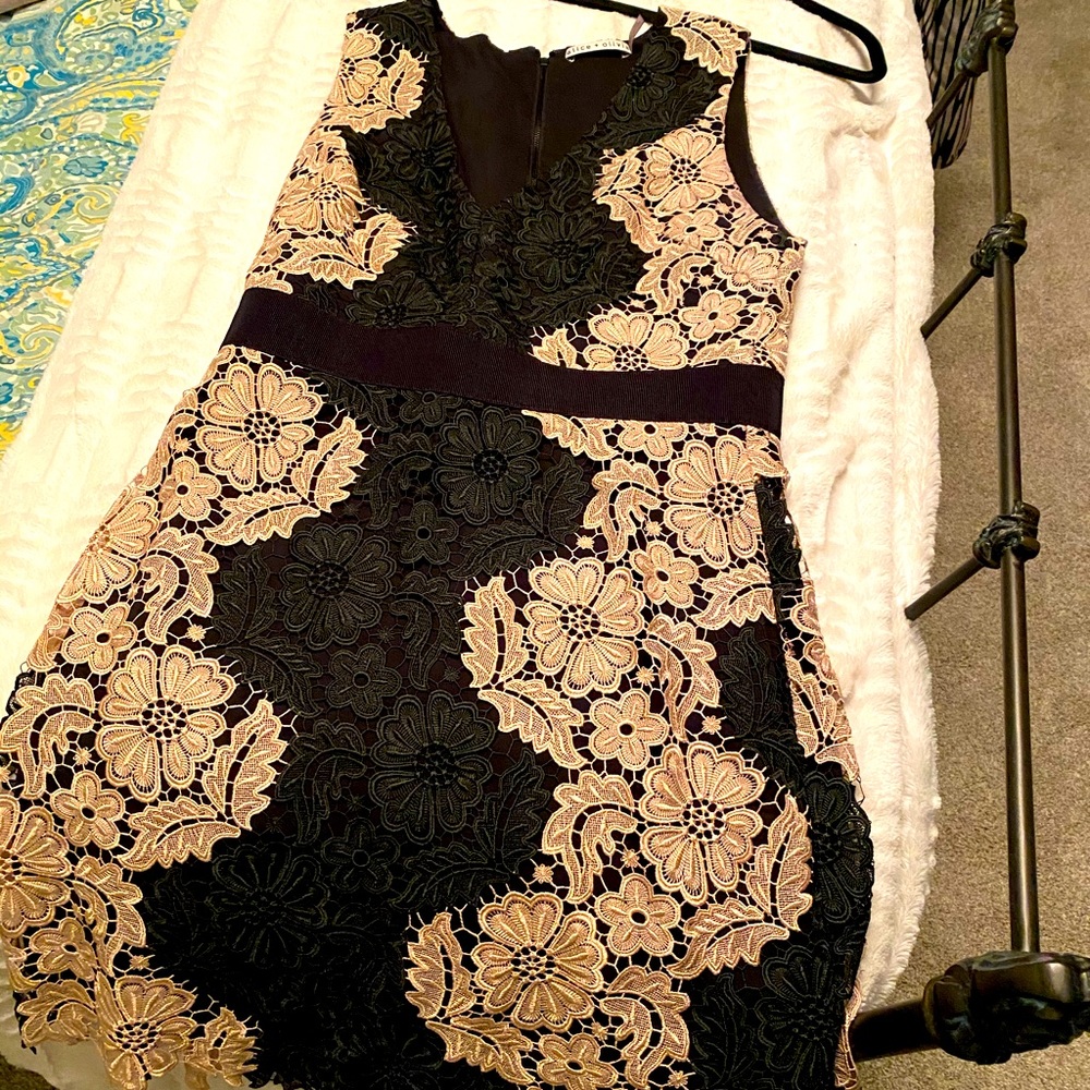 Alice and Olivia Black and Taupe Cocktail Dress